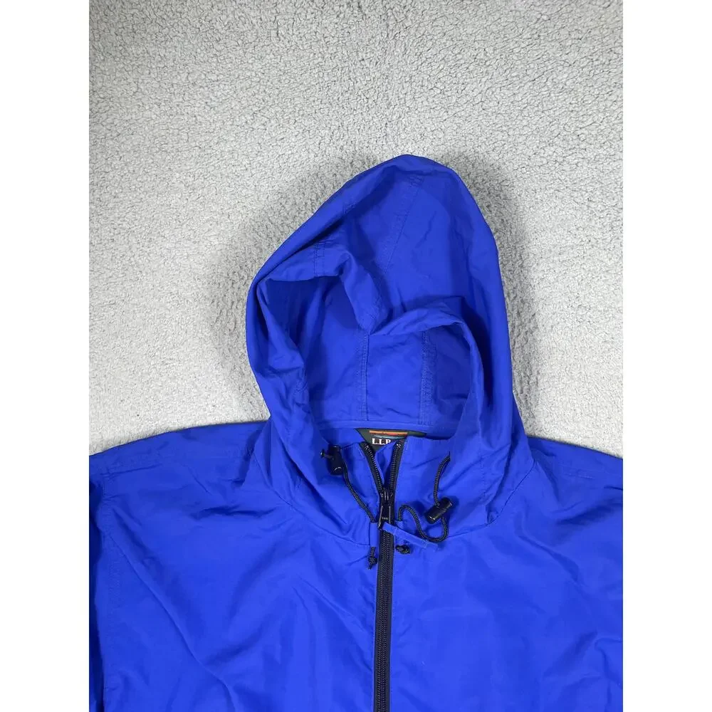 Vintage L.L. Bean Mens Size XL Reg Windbreaker Pullover Hoodie 1/4 Zip Blue